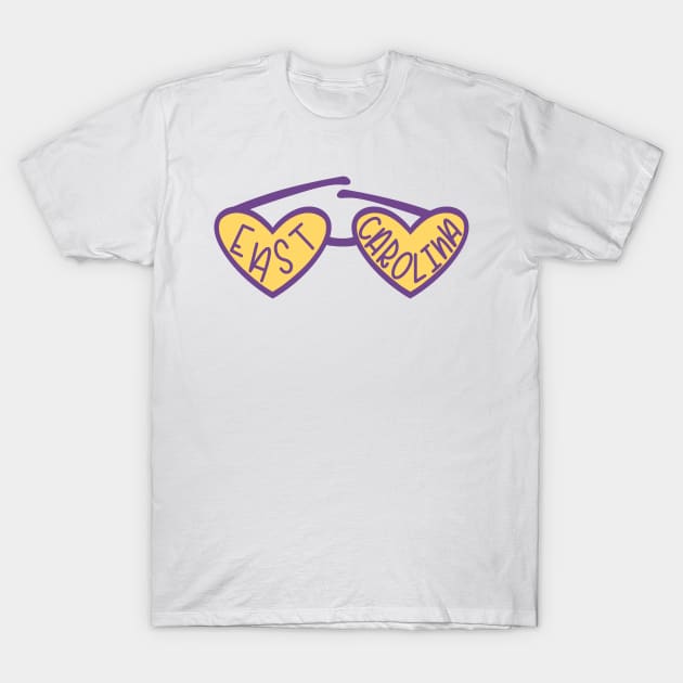 East Carolina University Heart Sunglasses T-Shirt by trippyzipp